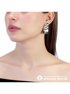 Серьги серебро 925 пробы, покрытие - оксидирование, без вставок