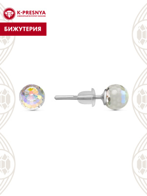 Серьги бижутерия, покрытие - серебрение, вставка - стекло ювелирное preciosa