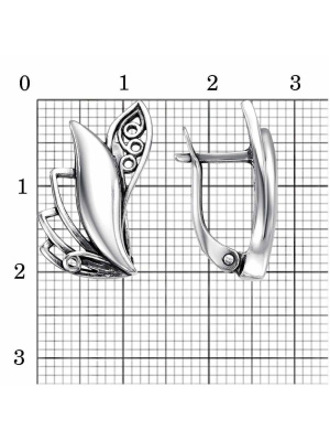 Серьги серебро 925 пробы, покрытие - оксидирование, без вставок