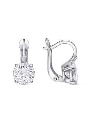 Серьги серебро 925 пробы, покрытие - платинирование, вставка - фианит (недрагоценный камень)