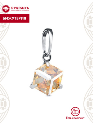 Подвеска бижутерия, покрытие - серебрение с оксидированием, вставка - ювелирное стекло европейской огранки