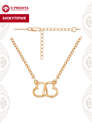 Колье бижутерия, покрытие - золочение, без вставок