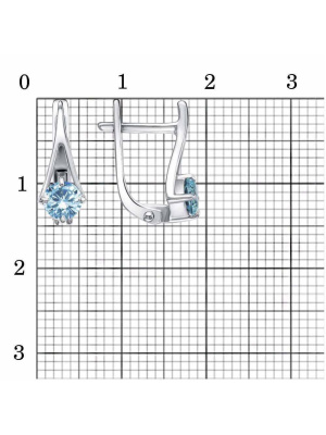 Серьги бижутерия, покрытие - платинирование, вставка - фианит (недрагоценный камень)