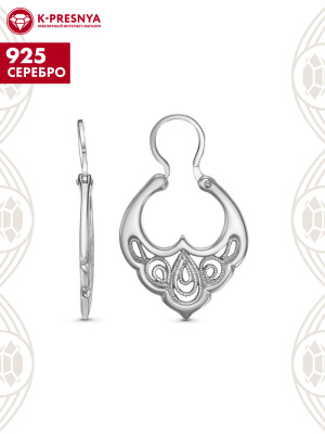 Серьги серебро 925 пробы, покрытие - оксидирование, без вставок