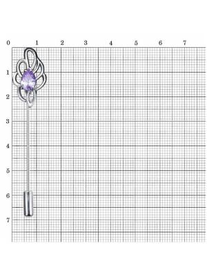 Брошь бижутерия, покрытие - серебрение с оксидированием, вставка - фианит (недрагоценный камень)