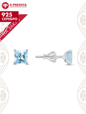 Серьги серебро 925 пробы, без покрытия, вставка - фианит собственной огранки (недрагоценный камень)
