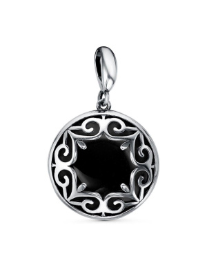 Подвеска бижутерия, покрытие - серебрение с оксидированием, вставка - стекло ювелирное собственной огранки