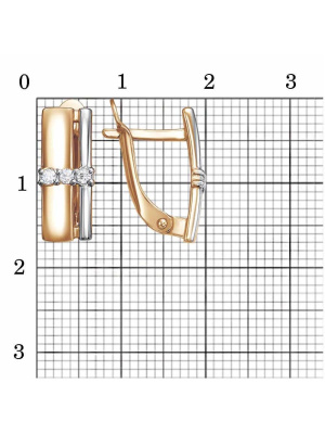 Серьги серебро 925 пробы, покрытие - золочение, выборочное родирование, вставка - фианит (недрагоценный камень)