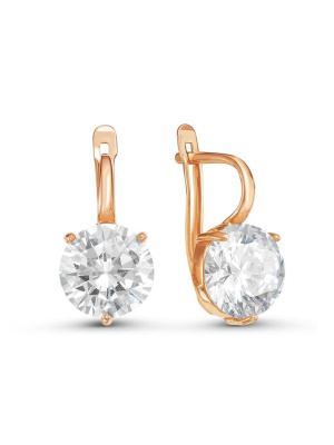 Серьги серебро 925 пробы, покрытие - золочение, вставка - фианит (недрагоценный камень)