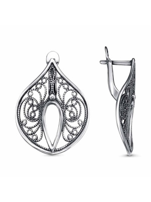 Серьги серебро 925 пробы, покрытие - оксидирование, без вставок