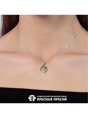 Подвеска бижутерия, покрытие - серебрение с оксидированием, выборочное золочение, без вставок