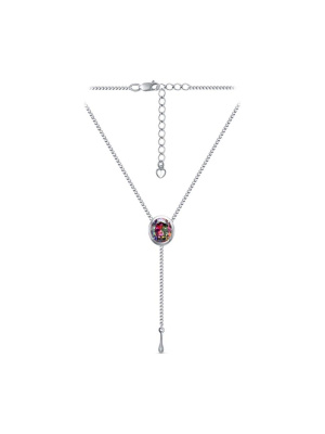 Колье бижутерия, покрытие - серебрение, вставка - фианит (недрагоценный камень)