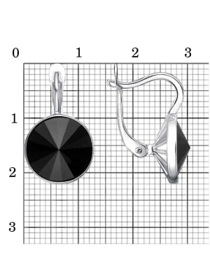 Серьги серебро 925 пробы, покрытие - родирование, вставка - стекло ювелирное preciosa