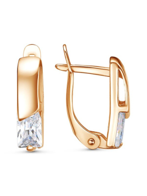 Серьги серебро 925 пробы, покрытие - золочение, вставка - фианит (недрагоценный камень)