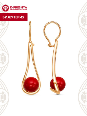 Серьги бижутерия, покрытие - золочение, вставка - имитация жемчуга