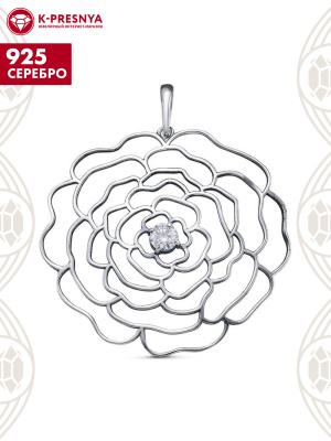 Подвеска серебро 925 пробы, покрытие - оксидирование, вставка - фианит (недрагоценный камень)