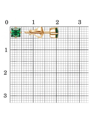 Серьги бижутерия, покрытие - золочение, вставка - искусственная шпинель