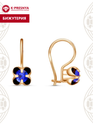 Серьги бижутерия, покрытие - золочение, вставка - стекло ювелирное preciosa