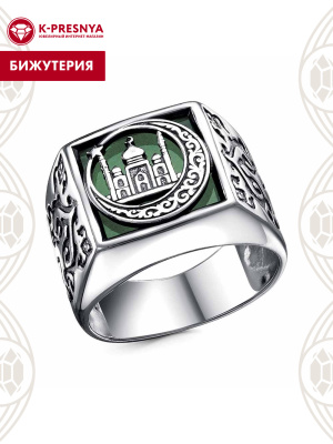 Кольцо бижутерия, покрытие - серебрение с оксидированием, вставка - стекло ювелирное собственной огранки