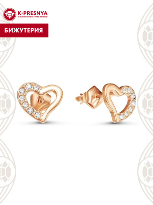 Серьги бижутерия, покрытие - золочение, вставка - стекло ювелирное preciosa