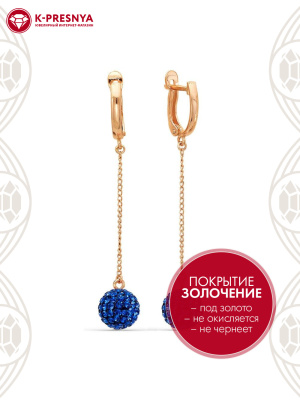 Серьги бижутерия, покрытие - золочение, вставка - стекло ювелирное