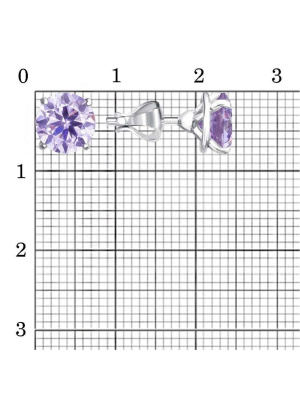Серьги серебро 925 пробы, покрытие - родирование, вставка - фианит (недрагоценный камень)