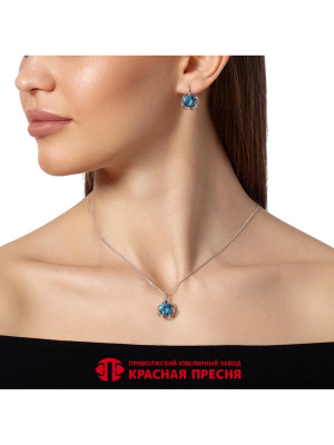 Подвеска серебро 925 пробы, покрытие - платинирование, вставка - искусственная шпинель