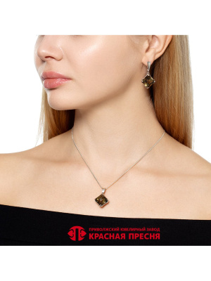 Серьги серебро 925 пробы, покрытие - платинирование, вставка - стекло ювелирное собственной огранки