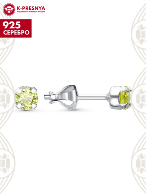 Серьги серебро 925 пробы, без покрытия, вставка - фианит (недрагоценный камень)