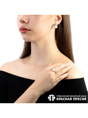 Серьги серебро 925 пробы, покрытие - оксидирование, вставка - культивированный жемчуг