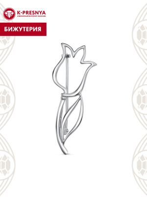 Брошь бижутерия, покрытие - платинирование, без вставок