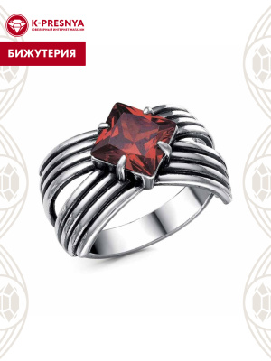 Кольцо бижутерия, покрытие - серебрение с оксидированием, вставка - фианит (недрагоценный камень)