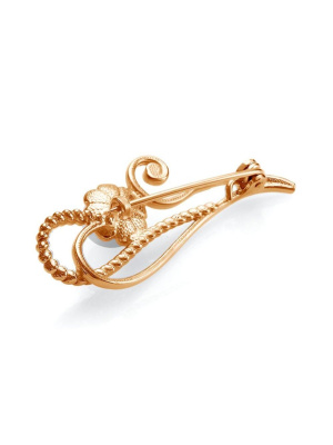 Брошь бижутерия, покрытие - золочение, вставка - культивированный жемчуг