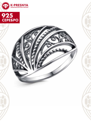 Кольцо серебро 925 пробы, покрытие - оксидирование, без вставок
