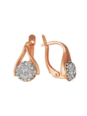 Серьги бижутерия, покрытие - золочение, вставка - стекло ювелирное preciosa