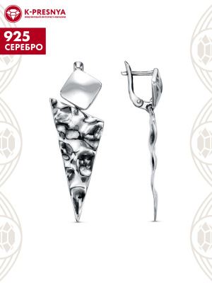 Серьги серебро 925 пробы, покрытие - оксидирование, без вставок