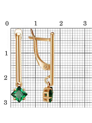 Серьги бижутерия, покрытие - золочение, вставка - искусственная шпинель