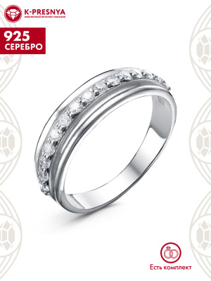Кольцо серебро 925 пробы, покрытие - родирование, вставка - фианит (недрагоценный камень)