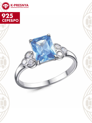 Кольцо серебро 925 пробы, покрытие - платинирование, вставка - фианит (недрагоценный камень)