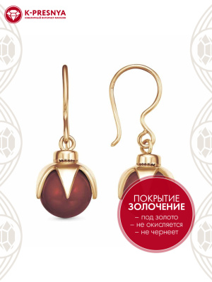 Серьги бижутерия, покрытие - золочение, вставка - имитация жемчуга