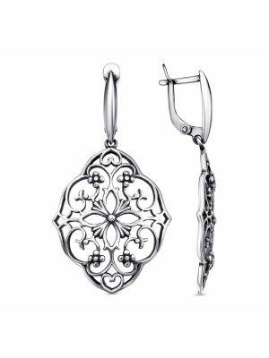 Серьги серебро 925 пробы, покрытие - оксидирование, без вставок