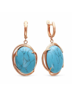 Серьги бижутерия, покрытие - золочение, вставка - искусственная бирюза