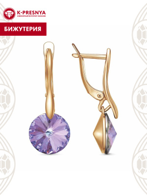 Серьги бижутерия, покрытие - золочение, вставка - стекло ювелирное preciosa