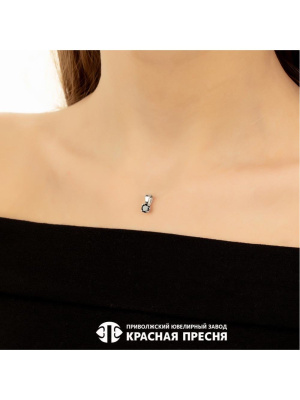 Подвеска серебро 925 пробы, покрытие - родирование, вставка - фианит (недрагоценный камень)