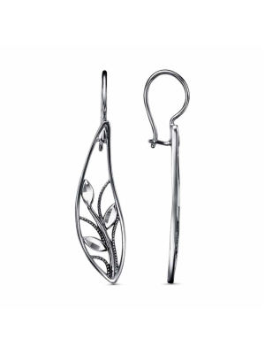 Серьги бижутерия, покрытие - серебрение с оксидированием, отделка - алмазная грань, без вставок