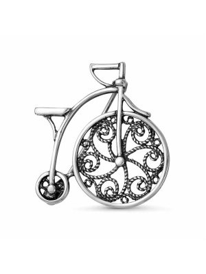 Брошь бижутерия, покрытие - серебрение с оксидированием, без вставок