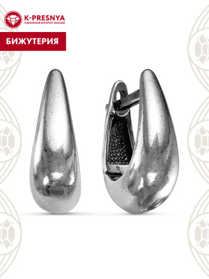Серьги бижутерия, покрытие - серебрение с оксидированием, без вставок