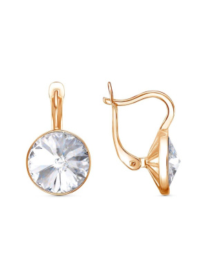 Серьги бижутерия, покрытие - золочение, вставка - стекло ювелирное preciosa