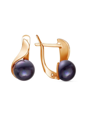 Серьги бижутерия, покрытие - золочение, вставка - культивированный жемчуг