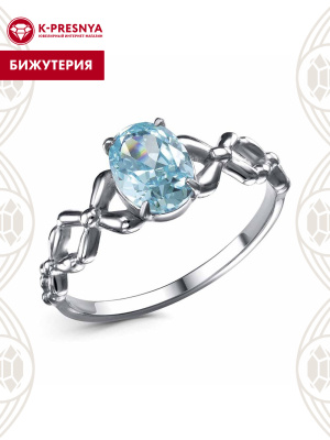 Кольцо бижутерия, покрытие - серебрение с оксидированием, вставка - фианит (недрагоценный камень)